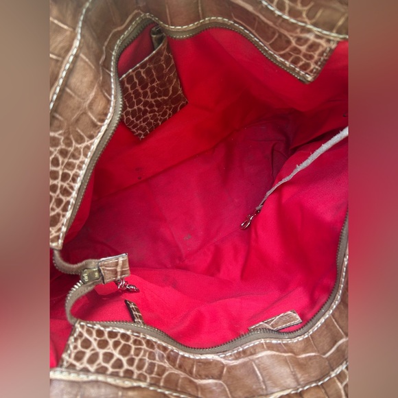 Dooney & Bourke Tan Crocodile Texture Tote Bag **Heavy Wear** - Picture 10 of 15